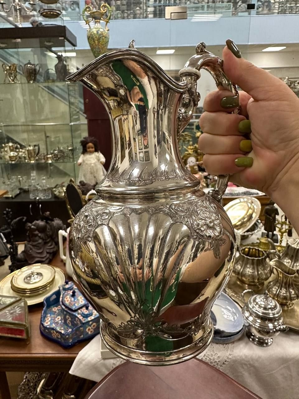 Посеребренный винтажный кувшин — изображение 3
