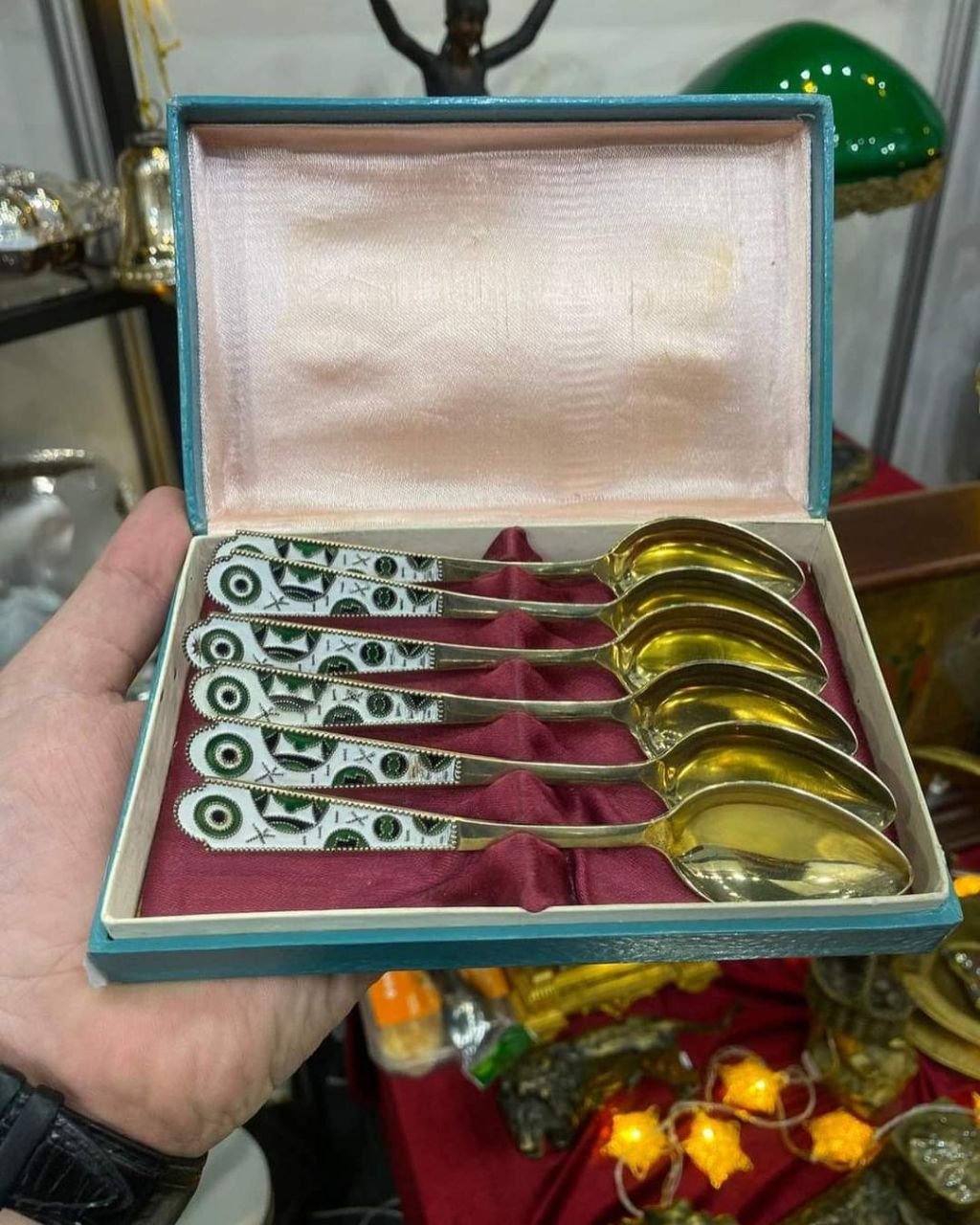Набор из 6 чайных ложек с эмалью