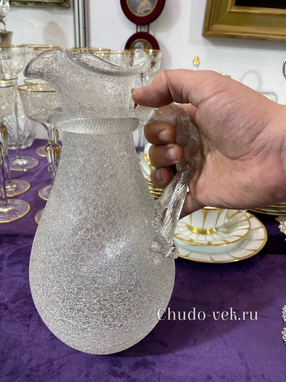 Винтажный кувшин для напитков Baccarat с отсеком под лед — изображение 6