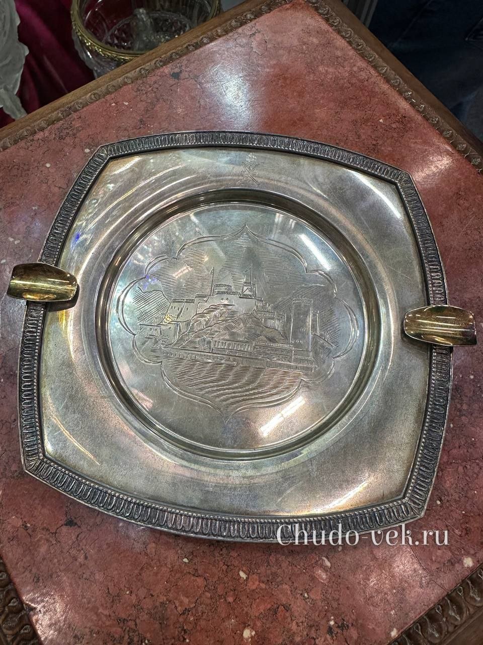 Винтажная пепельница из серебра 925 пробы